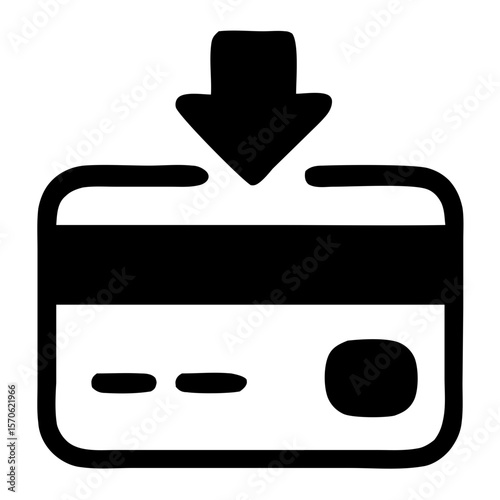 Minimalist Line Style Credit Card Insert Icon for Financial Transaction