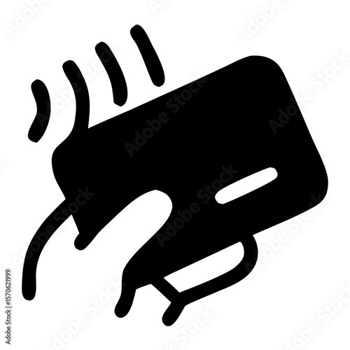 Minimalist Outline Contactless Payment Card with Hand Icon Illustration