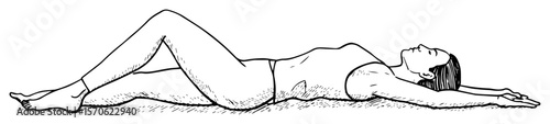 woman relaxing in savasana yoga pose sketch illustration
