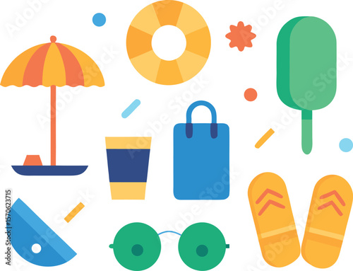 Summer Product Flat Lay Elements in 3D Style