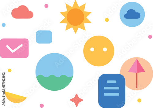 Soft Rounded Summer Shapes for UI UX Elements
