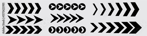 Set movement arrow vector, offering diverse directional indicators for various types of motion and flow. Ideal for interactive designs, infographics, or illustrating dynamic processes.