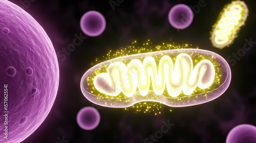 Detailed view of mitochondria and cells   background