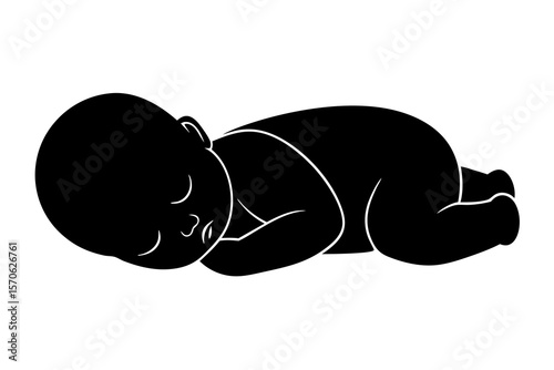 Silhouette of a Sleeping Baby, Newborn, Infant