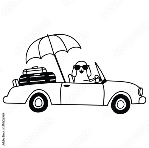 Cool shiba inu dog driving a green muscle car funny vector cartoon illustration