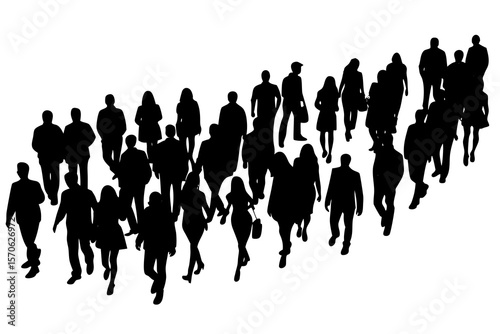 Crowd Silhouette, Walking People, Urban