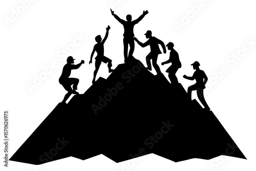 Teamwork Climbing Mountain, Success, Achievement
