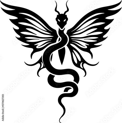 Viper Butterfly Tribal Tattoo Design vector bundle