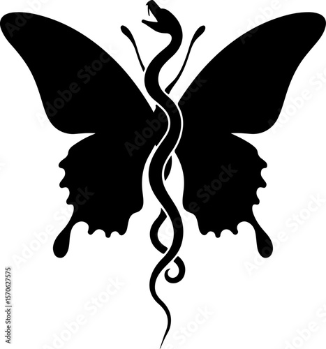 Viper Butterfly Tribal Tattoo Design vector bundle