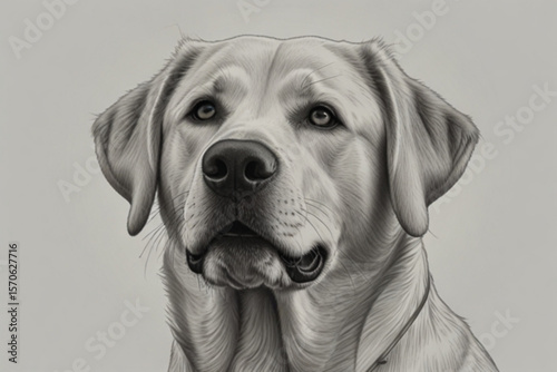 Detailed portrait of a light colored labrador retriever with expressive eyes and soft fur texture created with generated ai