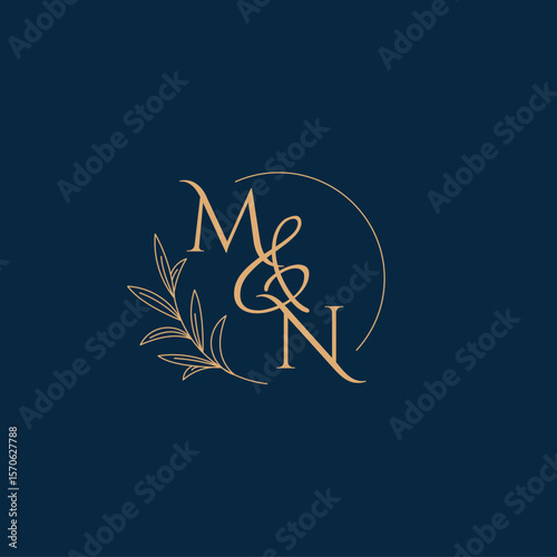 MN Initial Wedding Monogram Logo with Minimalistic Style