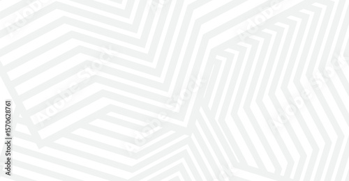 Overlapping geometric shapes create a mesmerizing abstract pattern with subtle gray lines on a white backdrop, generating a serene and modern visual effect for various design applications