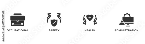 OSHA banner web icon vector illustration concept for occupational safety and health administration with an icon of worker, protection, healthcare, and procedure