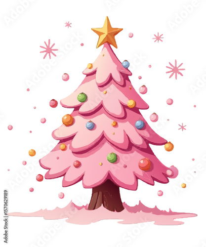 Pink Sweet Cute Christmas Sublimation Clipart isolated with transparent background