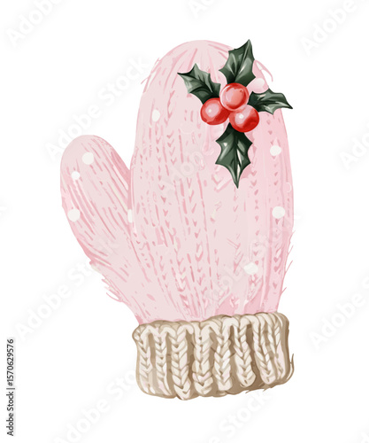 Pink Sweet Cute Christmas Sublimation Clipart isolated with transparent background
