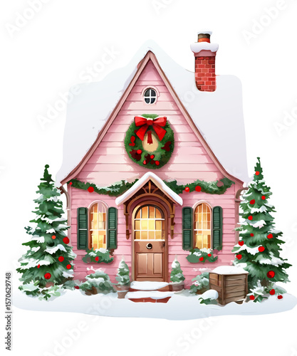 Pink Sweet Cute Christmas Sublimation Clipart isolated with transparent background