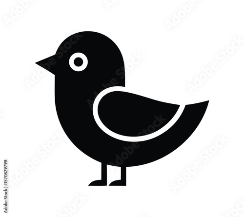 Baby Bird in a Nest Logo for Nursery Decor On White Background