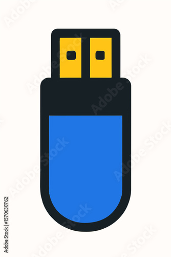 USB Flash Drive Flat Bold Icon