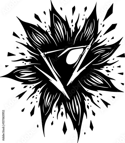 Abstract Starburst Explosion Silhouette vector