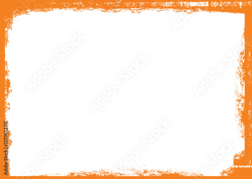 Halloween white template banner background with grunge orange border