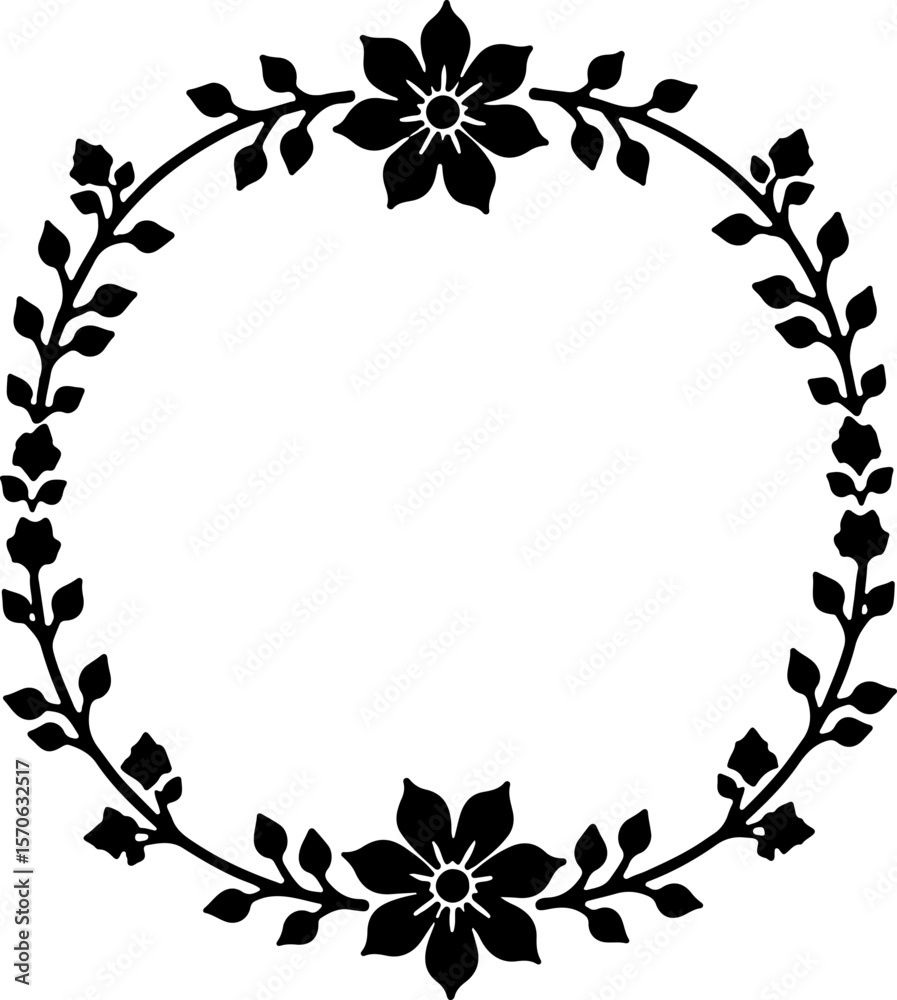 Obraz premium Floral Wreath Silhouette vector