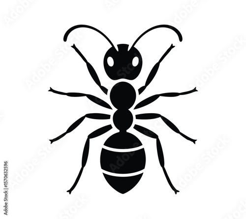 Simple Ant Insect Graphic for Pest Control Logo On White Background