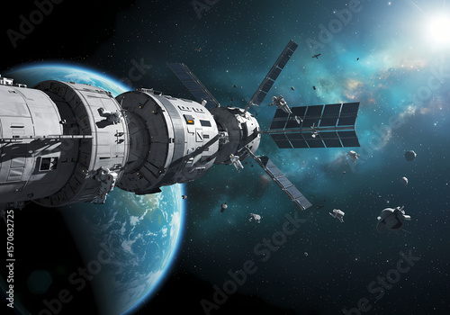 Wallpaper Mural Spaceship in Earth Orbit A Journey Through Space Torontodigital.ca