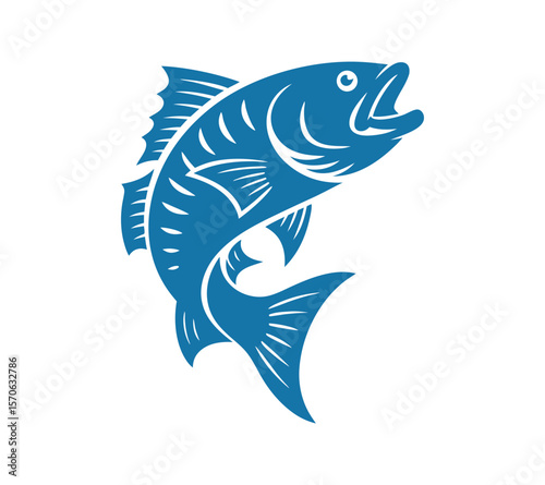 Monochrome Fish Icon for Seafood Restaurant Menu On White Background