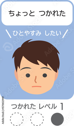 疲れを示す絵カード-つかれたレベル1