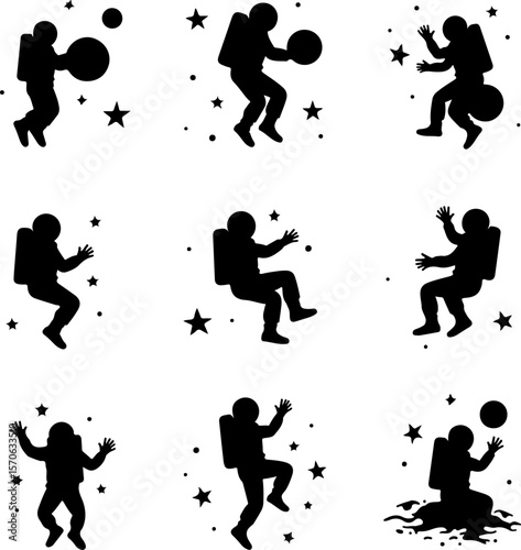Astronaut and Space Silhouette Vector Set vector graphics bundle