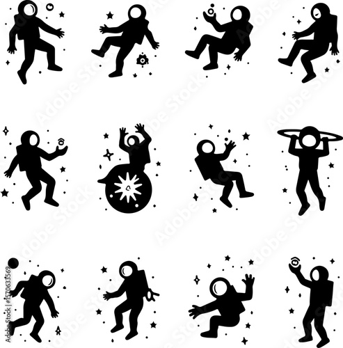 Astronaut and Space Silhouette Vector Set vector graphics bundle