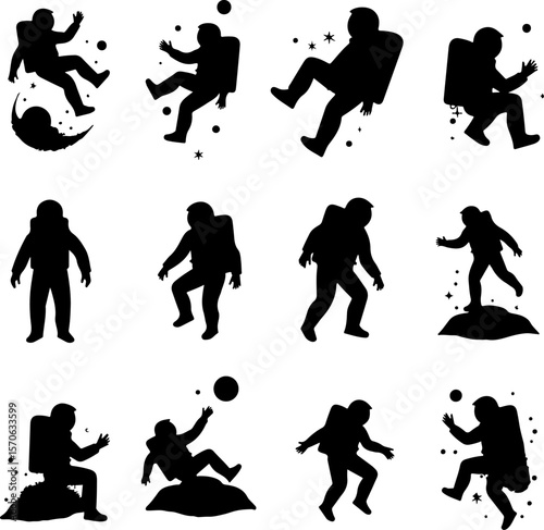 Astronaut and Space Silhouette Vector Set vector graphics bundle
