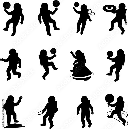 Astronaut and Space Silhouette Vector Set vector graphics bundle