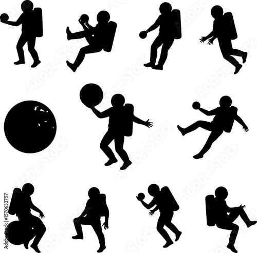 Astronaut and Space Silhouette Vector Set vector graphics bundle