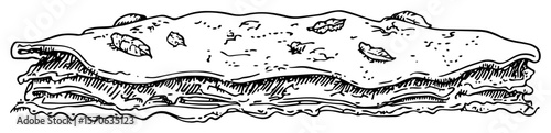 sketch style vector illustration of lasagna slice