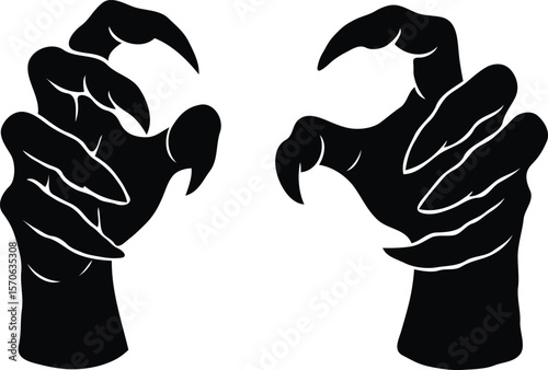 Claws, Horror, Halloween, Gothic, Monster Hands Spooky Silhouette Illustration