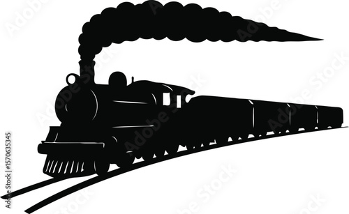 Vintage Steam Train Silhouette A Classic Transportation Illustration
