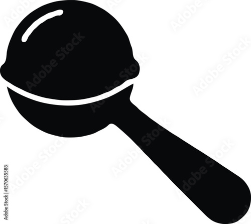 Classic Rattle Toy Icon Simple Black Silhouette Illustration