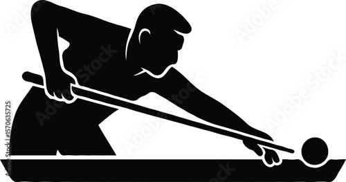 Mastering the Cue A Silhouette of a Billiards Player