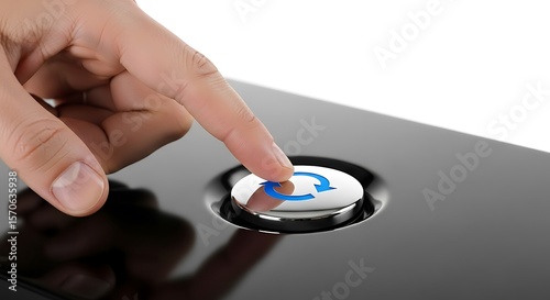 Obraz na płótnie Finger Pressing Circular Arrow Button