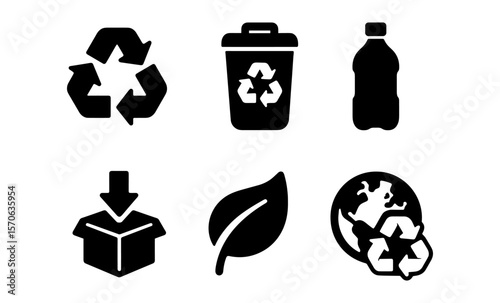 Eco-friendly recycling icons: sustainability and environmental conservation symbols