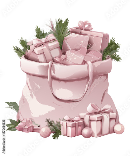 Pink Sweet Cute Christmas Sublimation Clipart isolated with transparent background