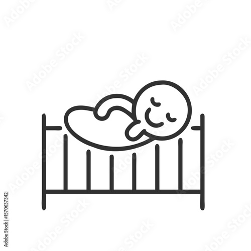 Baby sleeping in crib icon for parenting blogs, baby care guides, and sleep awareness content