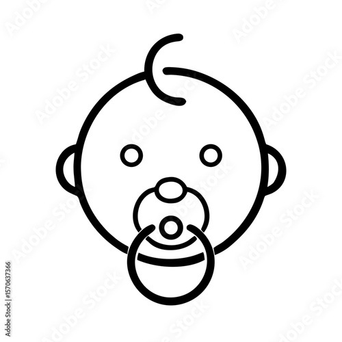 Baby with pacifier icon for parenting blogs, baby products, and soothing techniques content
