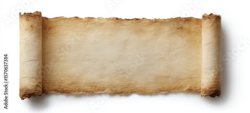 The aged parchment scroll with a rustic and vintage-textured appearance.