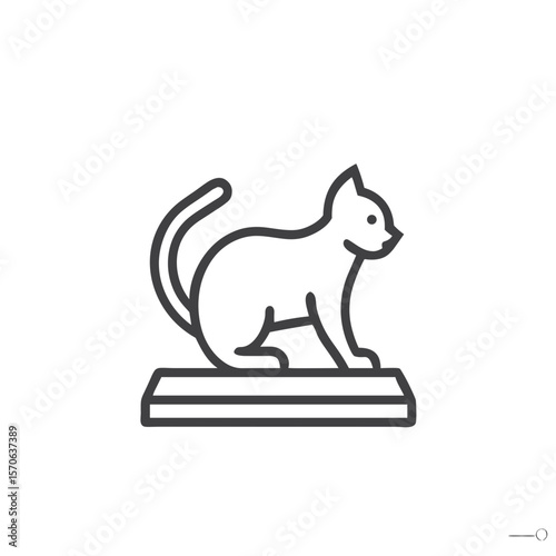 Cat on scratching pad icon for pet care blogs, cat behavior education, and animal welfare content