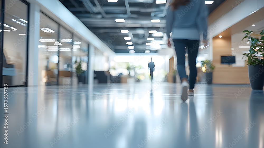 Obraz premium Business office with blurred people casual wear, with blurred bokeh background