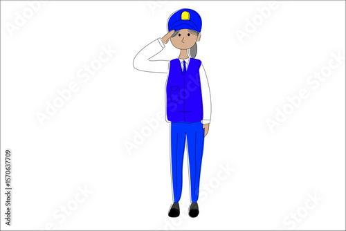 敬礼する女性警官
