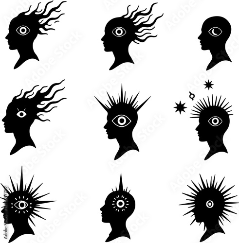 Creative Mind Head Silhouettes vector bundle
