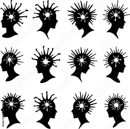 Creative Mind Head Silhouettes vector bundle